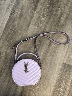 Quilted Round lilac Crossbody Bag